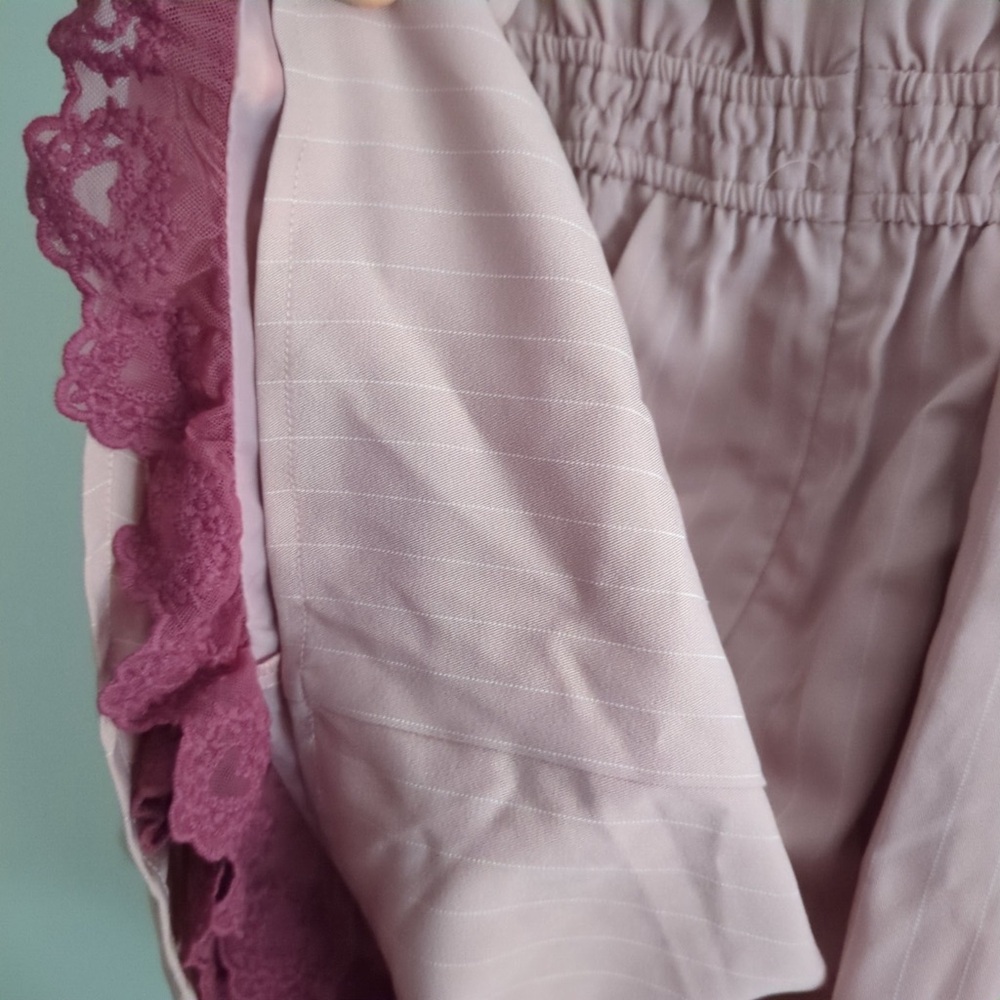 Lizlisa Japanese Cute Pink Dress with Ruffle Lace Tie Velvet Heart Button Accent - Picture 4 of 8